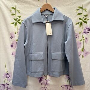 NEW mbyM Light Blue Zip Up Collar Pockets Lightweight Jacket
